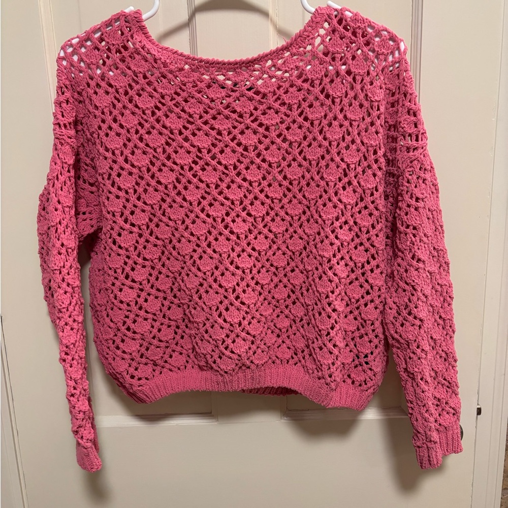 Pink crochet sweater